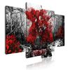 Cuadros Modernos Impresión De Imagen Artística | Lienzo Decorativo | Paisaje Blanco Y Negro, Árboles Rojos | 4 Piezas 120x85cm - Dekoarte