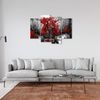 Cuadros Modernos Impresión De Imagen Artística | Lienzo Decorativo | Paisaje Blanco Y Negro, Árboles Rojos | 4 Piezas 120x85cm - Dekoarte