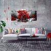 Cuadros Modernos | Lienzo Decorativo | Paisaje Blanco Y Negro Con Árboles Rojos | 5 Piezas 150x80cm - Dekoarte