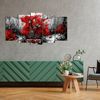 Cuadros Modernos | Lienzo Decorativo | Paisaje Blanco Y Negro Con Árboles Rojos | 5 Piezas 150x80cm - Dekoarte