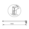 Aica Walkin Mampara Panel De Ducha Vidrio Templado De 10mm Con Tratamiento Antical Con Una Barra De 140cm Perfil Cromado (118-120)x200cm