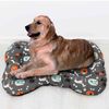 Cama Para Mascotas Camacan Forma Hueso Acolchada Estampado Canino Naranja/gris 100x70 Cm