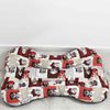 Cama Para Mascotas Camacan Forma Hueso Acolchada Estampado Cachorros Rojo 100x70 Cm