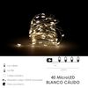 Guirnalda Luces Navidad Microled 40 Leds Color Blanco Calido. Luz Navidad Interiores Ip20 A Pilas (3 Aa No Incluidas)