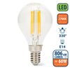 Bombilla De Filamento Led, Esfera P45, 6w / 806lm, Casquillo E14, 2700k