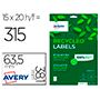 Etiqueta Adhesiva Avery Blanca Permanente Reciclada 100% Para Impresora Laser 63,5x38,1 Mm Caja De 315