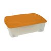 Caja Multiusos De Plástico Con Fondo Transparente Y La Tapa Naranja L565x390xh180 Mm.