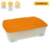 Caja Multiusos De Plástico Con Fondo Transparente Y La Tapa Naranja L565x390xh180 Mm.
