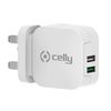 Celly Tc2usbturbouk Cargador De Dispositivo Móvil Cámara Digital, Mando Para Videojuegos, Auriculares, Teléfono Móvil, Batería Portátil, Smartphone, Reloj Inteligente, Tableta, Ver, Wearables Blanco Corriente Alterna Carga Rápida Interior