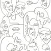 Papel Pintado Friends&coffee Line Art Faces Blanco Y Metal Noordwand