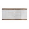 Aparador Bajo Evolia 3 Cajones 181x42x82 Cm Color Color Natural Claro, Blanco Vente-unique