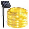 Tira De Luces Led Solares Impermeables Con Manguera De Luz Y Panel Solar (22 Metros - 200 Led, Blanco Calido)