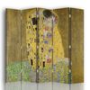 Legendarte - Biombo El Beso - Gustav Klimt - Separador De Ambientes Para Interiores Cm. 180x170 (5 Paneles)