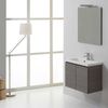 Mueble De Baño Suspendido De 60 Cm Con 2 Puertas En Gris, Lavabo De Resina, Espejo Con Lámpara | Manhattan