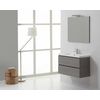 Mueble De Baño Suspendido 80cm 2 Cajones Gris Y Lavabo De Mármol Recomposto | Manhattan