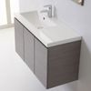 Mueble De Baño Suspendido De 90 Cm En Gris, Lavabo Con Bañera A La Izquierda, Espejo 90x70 | Manhattan