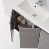 Mueble De Baño Suspendido De 90 Cm En Gris, Lavabo Con Bañera A La Izquierda, Espejo 90x70 | Manhattan