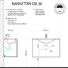 Mueble De Baño Suspendido De 80 Cm En Gris Con Lavabo Y Espejo 80x70 | Manhattan