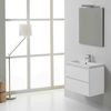 Mueble De Baño Suspendido De 60 Cm Con 2 Cajones En Blanco, Lavabo De Resina Y Espejo De 60x70 | Manhattan