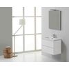 Mueble De Baño Suspendido De 60 Cm Con 2 Cajones En Blanco, Lavabo De Resina Y Espejo De 60x70 | Manhattan