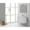 Mueble De Baño Suspendido De 80 Cm Con 2 Puertas Blanco Foresta, Lavabo De Resina Y Espejo 80x70 | Manhattan