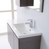 Mueble De Baño Suspendido 90cm Gris 3 Puertas, Lavabo Con Lavabo A La Derecha, Espejo Con Armario A La Izquierda | Manhattan