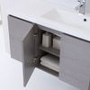 Mueble De Baño Suspendido 90cm Gris 3 Puertas, Lavabo Con Lavabo A La Derecha, Espejo Con Armario A La Izquierda | Manhattan