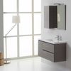 Mueble De Baño Suspendido 90 Cm Gris Con Puertas Y Cajones Espejo Con Mueble Colgante | Manhattan