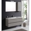 Mueble De Baño 120 Cm 2 Cajones Gris, Lavabo De Resina, Espejo Con Armario | Manhattan