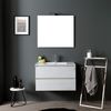 Mueble De Baño Suspendido 80 Cm Con Cajones Y Lavabo De Cerámica Gris | Berlin