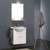 Mueble De Baño Pequeño Económico De 58 Cm Con Lavabo, Espejo Y Luz En Blanco