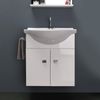 Mueble De Baño Pequeño Económico De 58 Cm Con Lavabo, Espejo Y Luz En Blanco