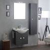 Mobile Lavabo Espejo Con Luz Led + Columna Roble Gris Oscuro | Facile