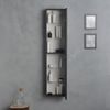 Mobile Lavabo Espejo Con Luz Led + Columna Roble Gris Oscuro | Facile