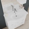 Mueble De Baño De 85 Cm En El Suelo Con Lavabo, Espejo Y Armario Colgante En Color Blanco.