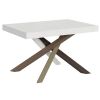 Mesa Extensible De 4 A 10 Personas, Blanca Con Patas Entrelazadas De 4 Colores L 130 A 234 Cm Artemis