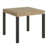 Mesa Cuadrada Extensible Evy, 4 A 12 Plazas, L 90 A 246 Cm, Madera Clara Y Metal Antracita