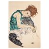 Legendarte - Cuadro Lienzo, Impresión Digital - Mujer Sentada Con La Pierna Izquierda Levantada - Egon Schiele - Decoración Pared Cm. 80x120