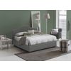 Talamo Italia Cama Doble Con Contenedor Claudia, Made In Italy, Cama Con Revestimiento De Tela, Apertura Frontal, Apta Para Colchón 160x200 Cm, Gris