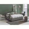 Talamo Italia Cama Doble Con Contenedor Claudia, Made In Italy, Cama Con Revestimiento De Tela, Apertura Frontal, Con Colchón De 160x200 Cm Incluido, Gris