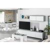 Mueble Tv Para Salón Con Cuatro Puertas, Con Mueble Alto Y Balda, Color Cemento Y Blanco Artik, Medidas Mueble Tv 200 X 43 X 41 Cm Mueble Tv 105 X 35 X 29 Cm Balda 95 X 3 X 21 Cm