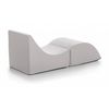 Puf Talamo Italia Single Clever, 100% Made In Italy, Puf Convertible En Chaise Longue En Ecopiel, 130x50h50 Cm, Color Blanco