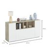 Aparador Moderno Blanco, 3 Puertas Batientes, Con Compartimentos Abiertos, Salón Buffet Con 3 Puertas Batientes, Mueble Para Tv, 150 X 76 X 41 Cm, Color Blanco Y Roble