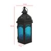 Ethnic Lantern Vidrio Metal Azul Negro Interno Externo 32x16x14 Rebecca Mobili