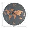Reloj De Pared Mapa Del Mundo Metal Gris Oscuro Marrón 45x45x4,5 Rebecca Mobili