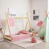 Marco De Cama Para Niños Cortina De Madera Natural 80x160 Habitación Infantil Rebecca Mobili