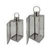 Juego De 2 Linternas Grandes De Acero Pvc Gris Plateado Para Interior Exterior Rebecca Mobili