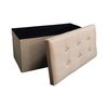 Puff Contenedor Beige Rectangular Con Tapa Reposapiés Rebecca Mobili