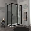 Cabina De Ducha 80x120 Perfil Negro Mate Cristal Transparente | City