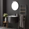 Mueble De Baño Curvo Colgante Cm 62 Gris Brillante Espejo Redondo | Riva